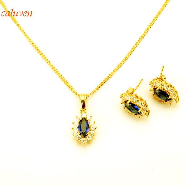 

earrings & necklace gold color jewelry sets for women bracelet wedding birthday party gift stone, Silver