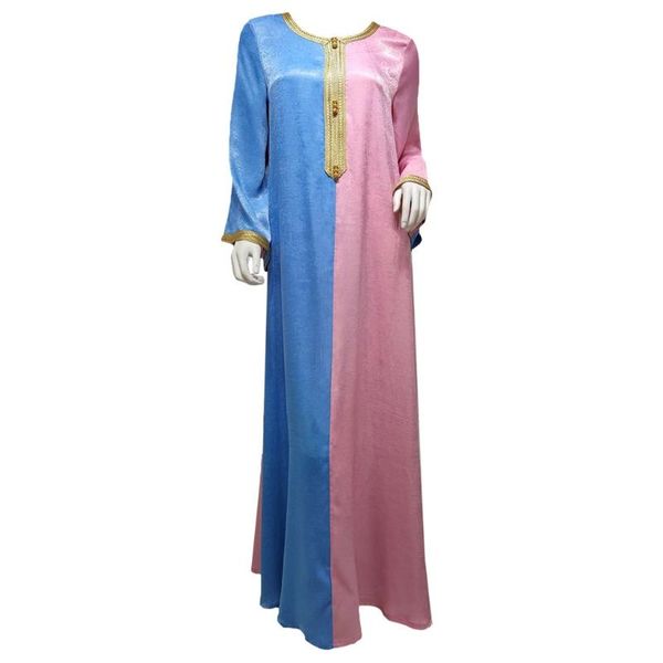 

ethnic clothing elegant embroidery gilding muslim dubai arabic kaftan robe pink-blue matching, Red