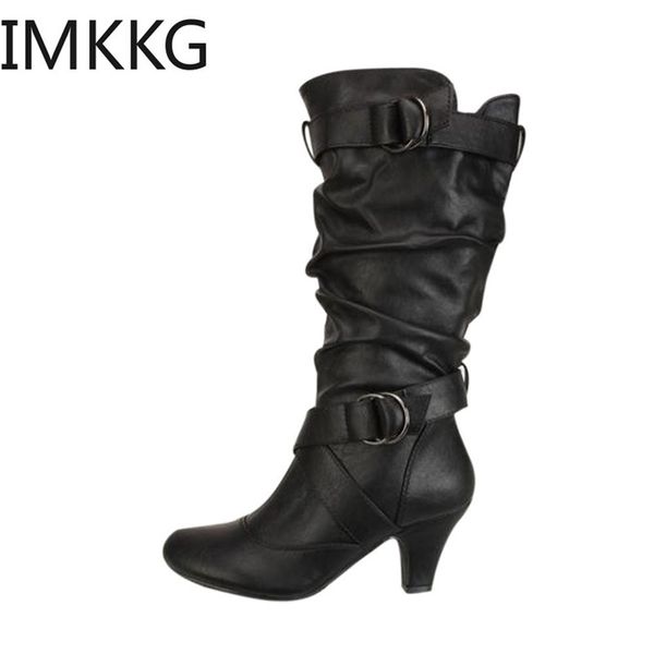 Damen Winterstiefel Mode Sexy Lady Mittelkalb High Heel Schnalle Kurzer Schnee Damen 211105 GAI GAI GAI