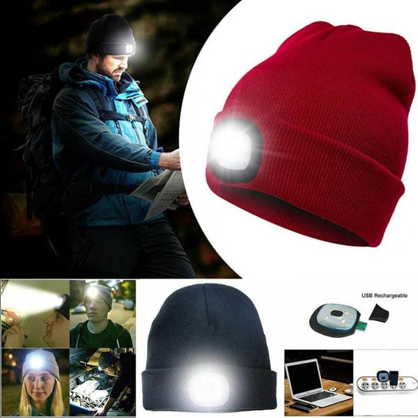 

beanie hat comfortable woolen yarn led with light for outdoor hats, Black;white