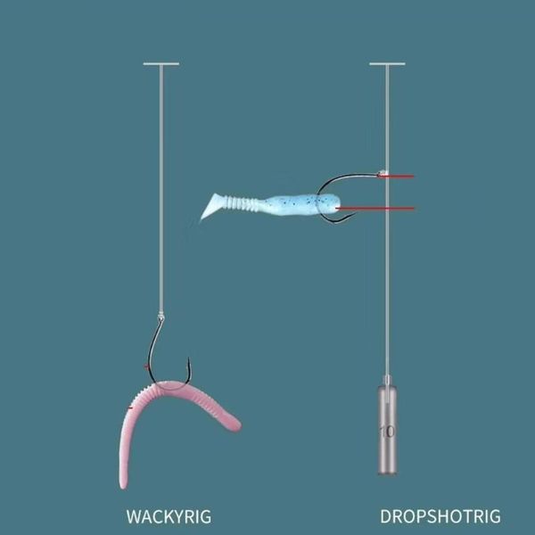 

20pcs/bag wacky hook worm rig lure soft bait drop-s lead head hooks high carbon steel fishing