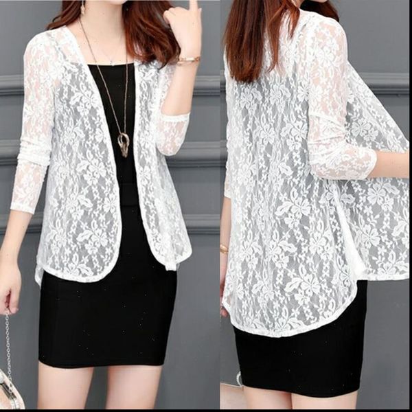

blous summer kimono fashion women shirt white lace long sleeve blusas femininas