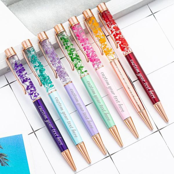 

party favor custom ballpoint pens, dynamic liquid flower personalized name ideas for wedding anniversary
