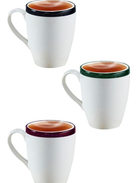 

set of 3 - 1. quality porcelain cup pack dark green, burgundy, black mugs