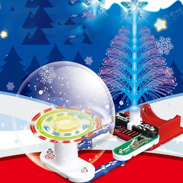 Рождественская елка DIY игрушки детская электроника блоки образовательной засредительной цепи комплект открытия науки