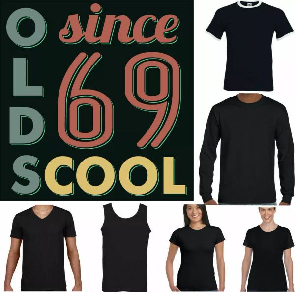 

52nd birthday mens 1969 funny cool old school 52 year gift top, White;black