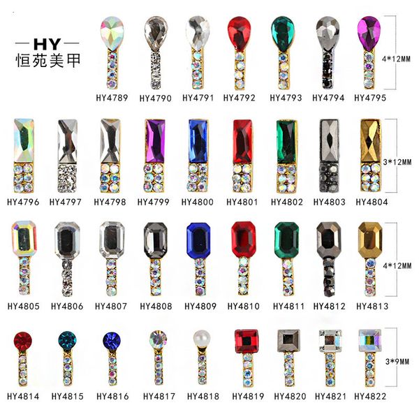 

yiwu nail drill rectangular flat bottom drill water drop square ab pearl nail jewelry, Silver;gold