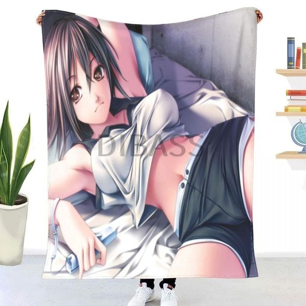 

blankets anime girl is resting on a bed throw blanket 3d printed flannel