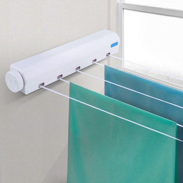

bath accessory set creative outdoor clothes rack indoor retractable clothesline rope stainless string laundry hangers wall drying