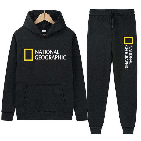 

autumn and winter brand national geographic magazine men's/women's sportswear hoodie + trousers street trend pullover sweatpants, Blue;black