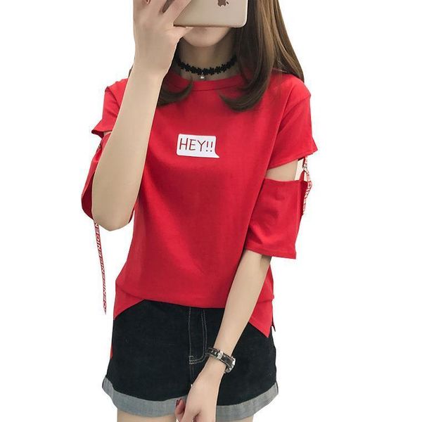 

summer korean harajuku printed womens hollow patchwork casual white  xxl