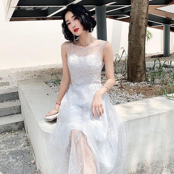 

o-neck prom dresses elegant slim evening party dress bridesmaid perspective celebrity banquet gown temperament ethnic clothing, Red