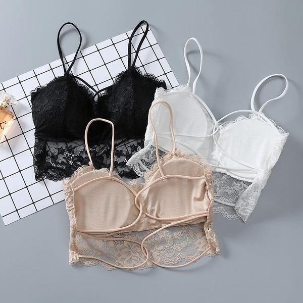 

camisoles & tanks women's lace sunshine solid color sleeveless no padded bra strapless back club crop vest xl, Black;white