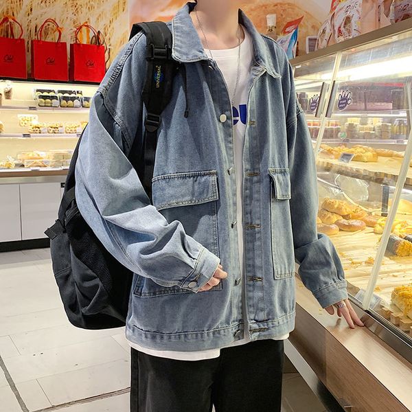 

men's jackets male cowboy jacket, casual korean-style looser jacket for men and women, autumn trend nuxd, Black;brown