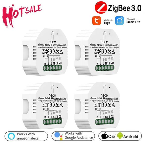 

smart home control tuya light switch relay module zigbee 3.0 remote via alexa amazon google 2 gang rf