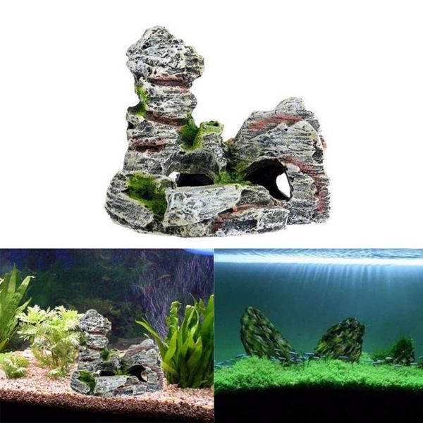 

decorations aquarium ornament rockery hiding mountain cave landscape fish tank suitable for and small pool decoratio11x5.5x9.5cm
