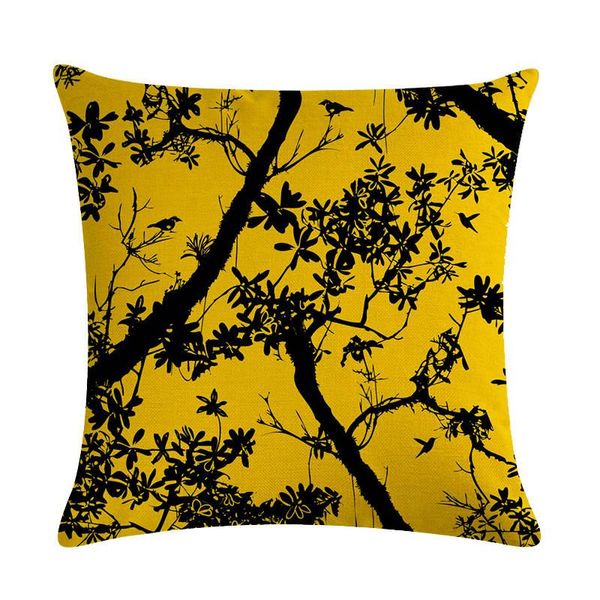 

cushion/decorative pillow 45x45cm oil painting tree leaf shadow linen pillowcase cushions rural style dustproof cover home living room suppl