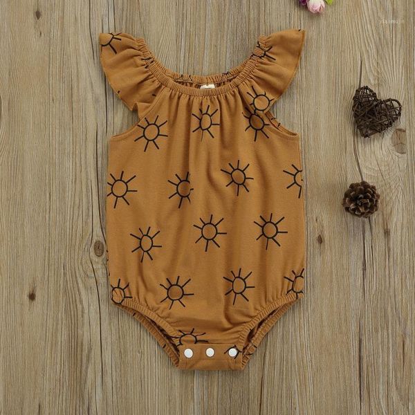 

jumpsuits born baby girls summer romper, cute sun print sleeveless o-piece bodysuit for 3-15 months, Blue
