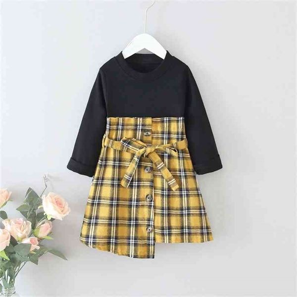 

gooporson autumn kids dresses for girls long sleeve princess dress vestidos little girls costume plaid patchwork dresses outfits 210715, Red;yellow