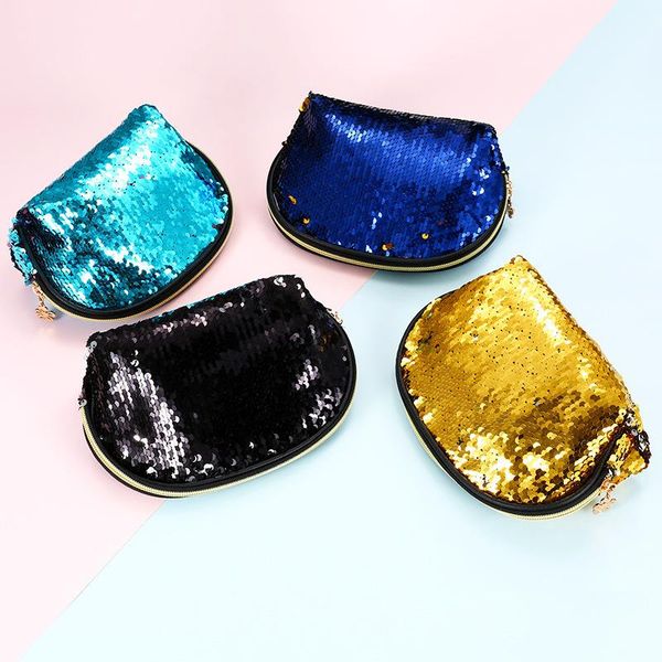 

cosmetic bags & cases bag organizer fashion sequin small makeup case holder travel storage beauty wash zipper women girl box