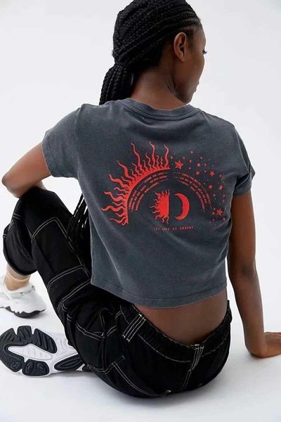 

black graphic tee sun womens t shirt hat print girl summer casual, White