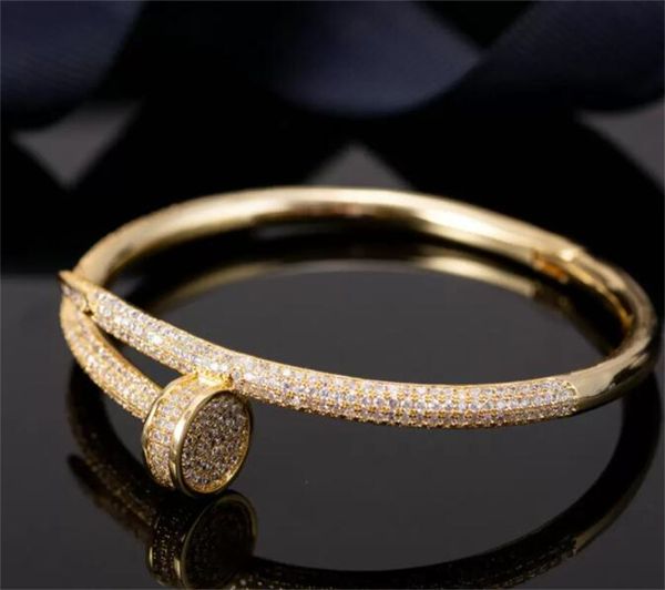 Pulseira feminina com 50% de desconto, pulseira banhada a ouro 18k com diamantes, joias para amantes, presente, tamanho 16.5cm, com caixa giratória