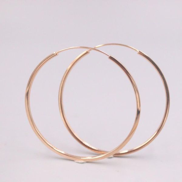 

hoop & huggie real pure 18k rose gold earrings 45mm big circle men woman lucky gift 5.7g, Golden;silver