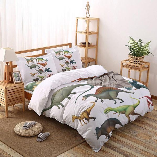 

bedding sets different types cartoon dinosaurs white set duvet cover bed printing pillowcase linen  size home textile