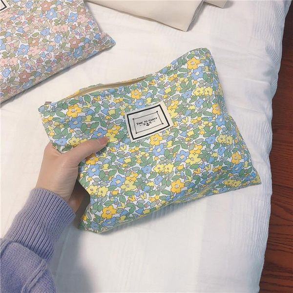 

cosmetic bags & cases large floral women candy color bag canvas waterproof zipper make up travel washing makeup organizer beauty case