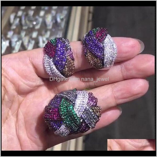 

earrings & necklace drop delivery 2021 godki est luxury crossover geometry cubic zironia cz sets for women wedding dubai bridal jewelry set, Silver