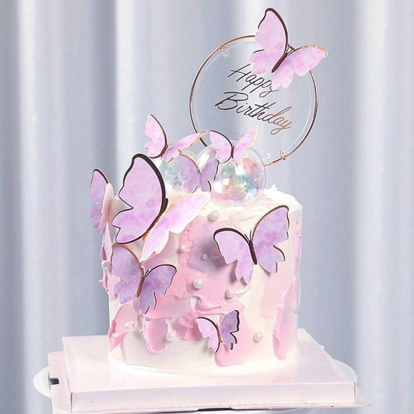 

other festive & party supplies 10pcs happy birthday cake ers decoration butterfly er wedding baby shower decor