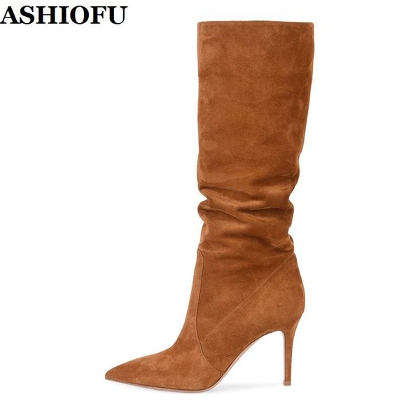 

boots ashiofu arrival handmade ladies high heel vintage style party prom half pointed-toe evening winter fashion, Black