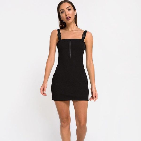 

casual dresses aiiou black mini dress women high waist sheath party club bodycon summer sleeveless female vestidos, Black;gray