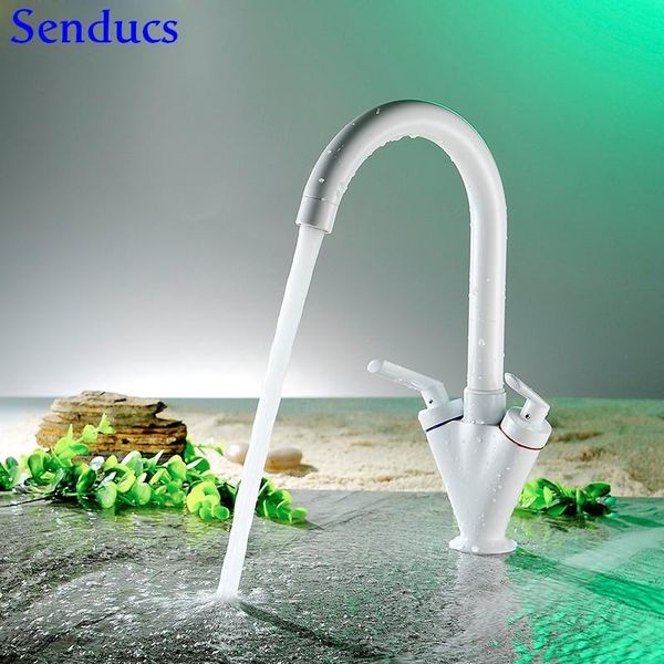 

bathroom sink faucets senducs white kitchen faucet with fashion dual handle basin quality brass