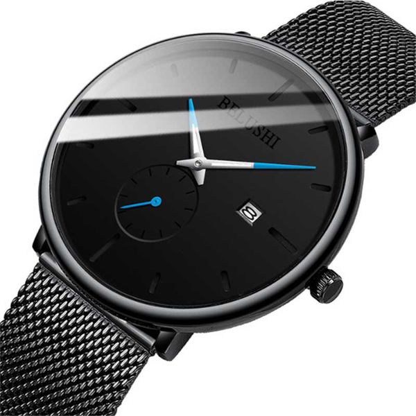 

wristwatches belushi men's brand business casual quartz watch waterproof luminous mesh trend fashion, Slivery;brown