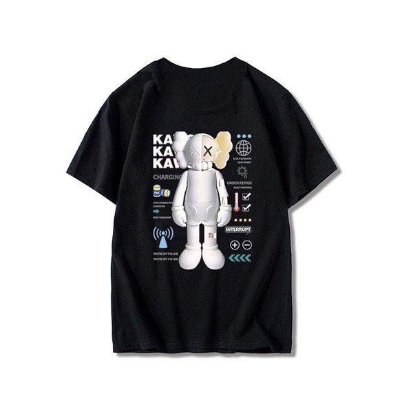 

mens t-shirt polo kaws american cotton shirts round neck white black men women lovers loose short sleeve simple shirt size m-5xl
