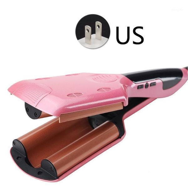 

ceramic wand practical multi-switching curling irons wet dry heat resistant straightener easy operate three tube wave hair1, Black