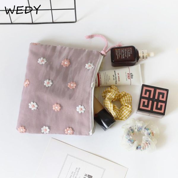 

cosmetic bags & cases mesh for women makeup bag organizer floral pouch small beauty case korean female travel toiletry