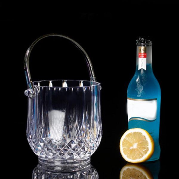 

ice buckets and coolers 1pcs bucket transparent round wine with removable handle for restaurant ktv bar acrylic l5