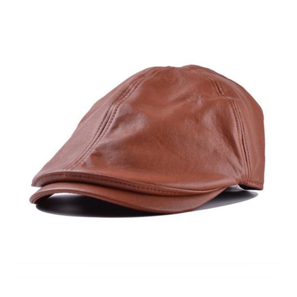 

korean literary fan retro british style simple and versatile leather cap sboy painter hat men women spring summer visors, Blue;gray