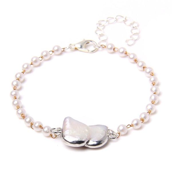 

beaded, strands 4 mm white freshwater pearls beads bracelets women irregular shape baroque high luster charm bangle friendship jewelry, Black