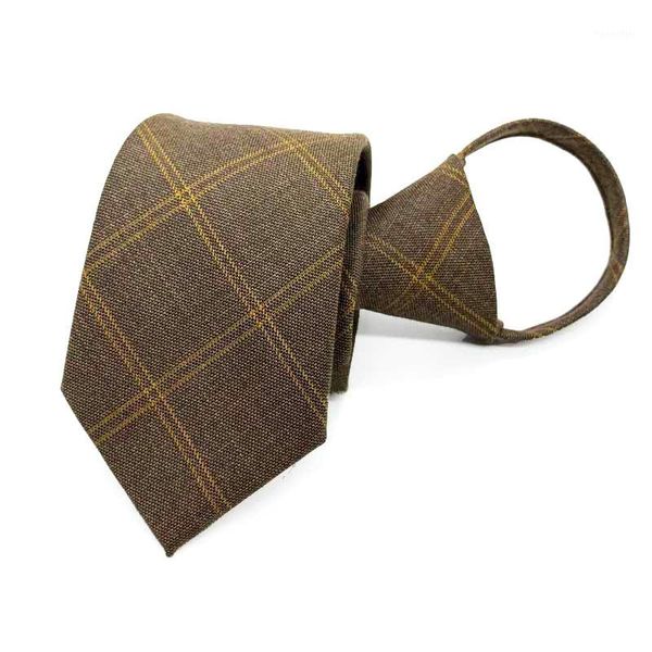 

brand new men's zipper tie 7cm plaid ties for men classic business necktie male fashion formal neck tie gift box1, Black;gray