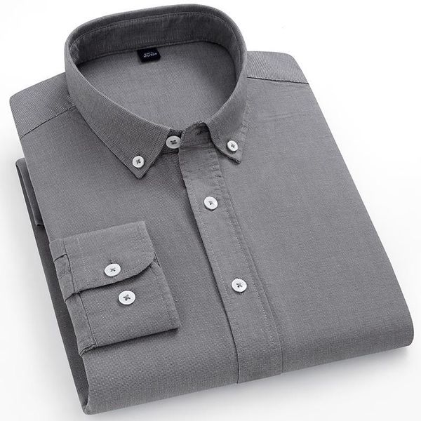 Camicie casual da uomo Moda uomo Oxford Business manica lunga alta qualità a maniche lunghe solido blu grigio bottone giù formale camisa abito sociale