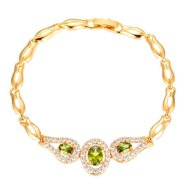 

link, chain fashion women cz bracelet gold color six colors cubic zirconia charm bangles jewelry gifts, Black