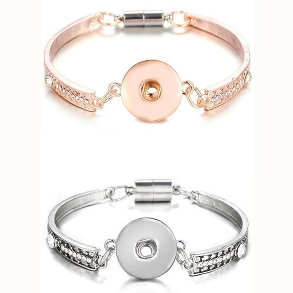 

charm bracelets rose gold silver plated snap bracelet for women men fit diy 18mm buttons jewelry button bangles, Golden;silver
