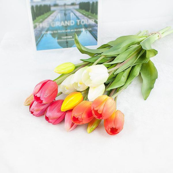 

decorative flowers & wreaths 5pcs/bouquet silicone tulip artificial flower 40cm real touch fake plant b for wedding decoration home garen ac