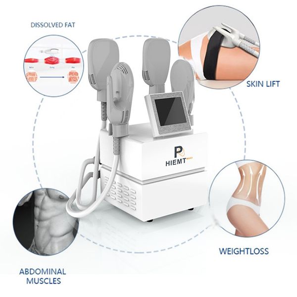 Ultimo aggiornamento 30% di energia più forte Hiemt Muscle Bulid Body Shaping Machine con 4 maniglie stimolatore muscolare a campo elettromagnetico ad alta intensità EMS Slim Machine