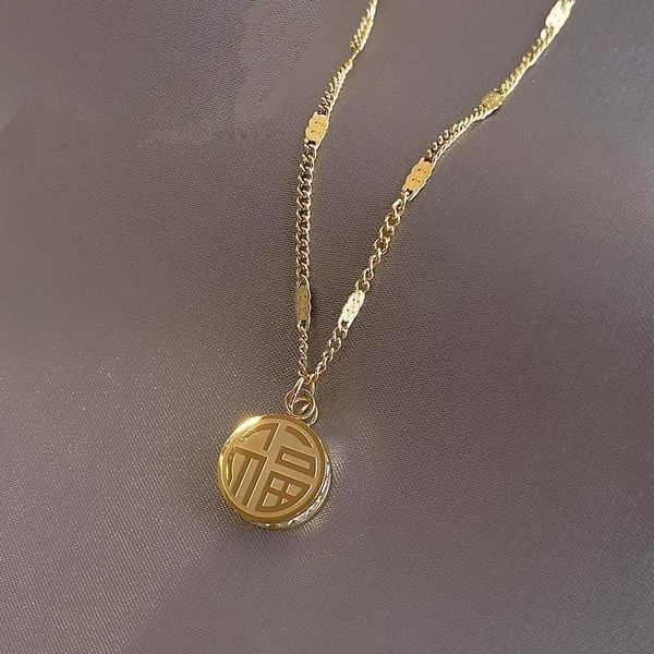 

chains 2021 high-grade stainless steel diamond-studded happiness fashion classic necklace jewelry autumn and winter accessories, Silver
