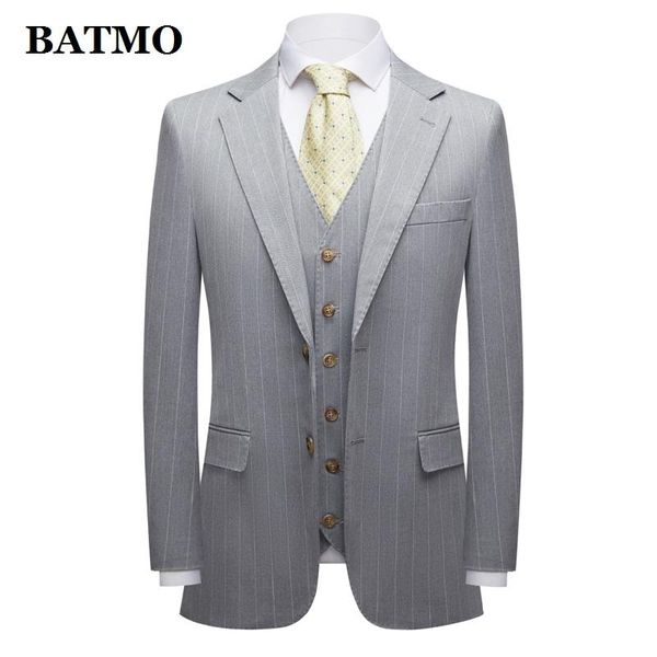 

men's suits & blazers batmo 2021 arrival casual grey striped men,male suit,plus-size 3636, White;black