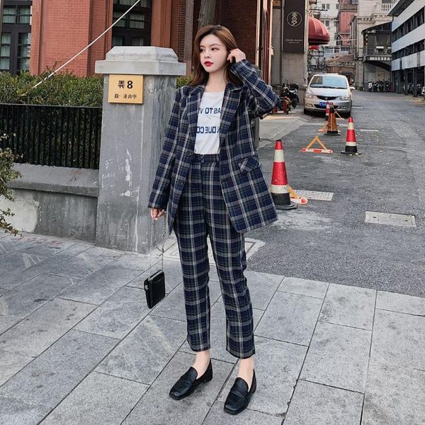

women's jackets korean of the net red suit female 2021 spring autumn fashionable chic style jacket women + pants two-piece x5, Black;brown